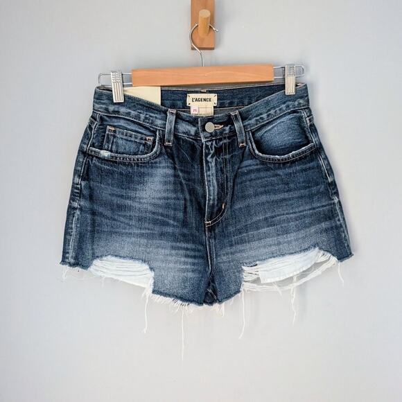 L'Agence Marilyn Cut-Off Denim Shorts, high rise, size 25, 100 % cotton, new - Picture 1 of 6